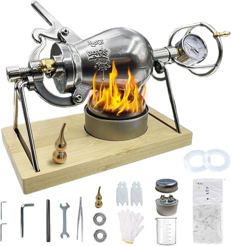 Traditional Retro Stainless Steel Popcorn Cannon Hand, High Pressure Puffed Rice Maker, Crank Hot Air Popcorn Maker Small Stovetop Machine(400ml)