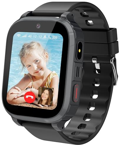Puhiuyoi Montre Connectée Enfant, 4G Montre GPS Enfant Tracker avec Appel Vidéo SOS Étanche Mode Classe Caméra Jeux Réveil, Montre Telephone avec SIM Cadeau pour Filles et Garçons