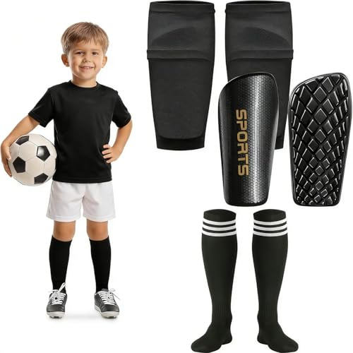 Soccer Shin Guards for 3-16 Years Old Children Boys Girls, Kids Toddler Youth Shin Pads, Mini Protective Soccer Shin Pads with Sleeves and Long Soccer Socks