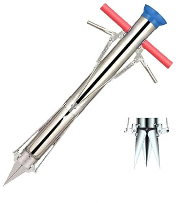 Plantoir à Bulbe Manche Long Repiqueuse Acier Inoxydable Plantoir Manuel Bulbes Légumes Planteur Facile Utiliser Mécanisme Dégagement Automatique Acier Ultra Robuste Léger Peinture (Doubler)