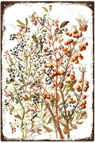 Vintage Metal Tin Sign Multiflora, Privet, Crabapple Floral Nature Plants Kitchen Garden Home Horticulture Wall Decor 12x16 Inch