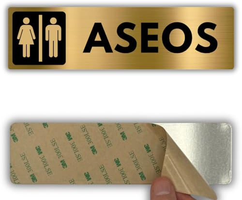 LEIASA | Cartello WC misti, 5 x 18 cm, alluminio, bagno unisex condiviso