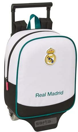Real Madrid Attrezzatura 26/27 - Zaino asilo con carrello Safta, ideale per bambini di diverse età, comodo e versatile, qualità e resistenza, 22 x 10 x 27 cm