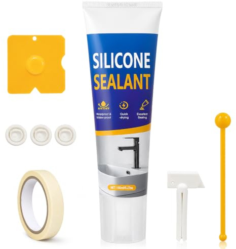 Joint Salle de Bain Transparent, Silicone Salle de Bain pour Douche Etc | Mastic Silicone Durable, 150ML silicone alimentaire, Réparation des Joints pour Verre, Métal et Céramique, Élastique