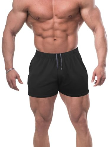 Muscle Alive Mens Workout Shorts Gym with 5 Inseam for Fitness Bodybuilding Clothing Black Color Size 2XL