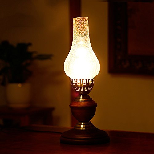 XSPWXN Retro Kerosene Antique Oil Lamp Table Lamp Cozy Nostalgic Desk Lights Bedroom Bedside Table Lamp Decorating Study Restaurant Cafe Desk Lamp (Push Button Switch)