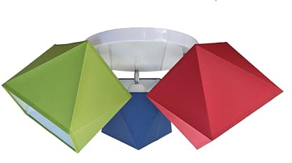 FKL DESIGN Home Deco Deckenleuchte Deckenlampe Kinderleuchte Kinderlampe Leuchte Lampe mehrfarbig Stern Metall 230V (N149-G3 Glatt, Rot-Grün-Blau)