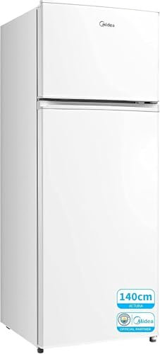 MIDEA Frigorífico 2 puertas, Frigorífico 140 cm alto x 55 cm ancho Capacidad 204L, Nevera Pequeña combi Low Frost de bajo consumo, Congelador 41L, Puerta reversible, Nevera silenciosa, Cajón de Frutas