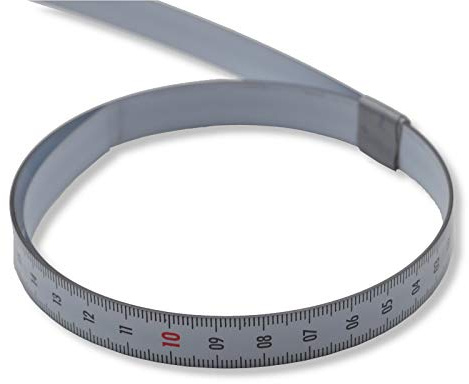 Skalenbandmaß 2m - Bezifferung von unten nach oben - Stahl weiß lackiert - Breite: 13mm, mit Duplexteilung - Gehrungsband Anschlagband Rollbandmaß Lineal