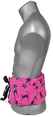 Bio-Dinkelkissen 7-Kammer mit Band, 65x15 Katzen-pink. Wärme-Gürtel, langes Kissen zum Binden, Rücken