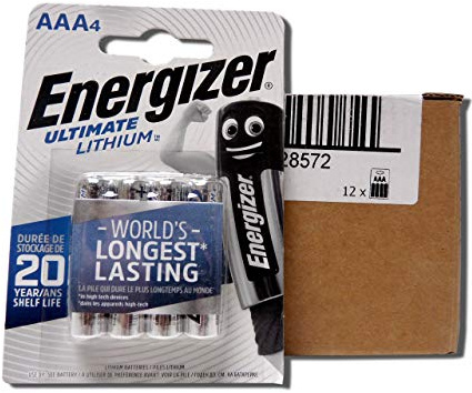 ENERGIZER L92 - Format LR03 - AAA Ultimate Lithium - Lot de 48 Piles - 12 x Blisters de 4 Piles