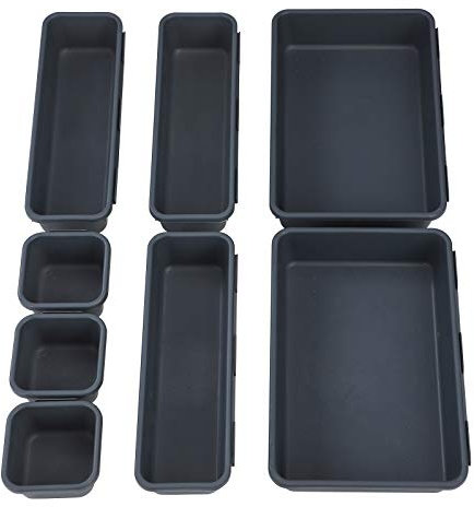 MaoXinTek Plateaux de Rangement pour Tiroir, Cosmétiques Diviseur Organisateur en Plastique avec Boîtes 3 Tailles pour Bureau, Coiffeuse et Cuisine (Lot de 8)