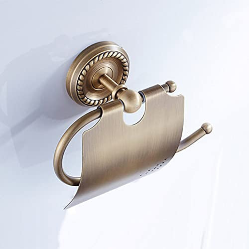 LIJUCAI Bronze Bathroom Accessories Antique Toilet Brush Holder Vintage WC Roll Paper Holder Ceramic Double Cup Holder Brass Soap Dishes,paper holder