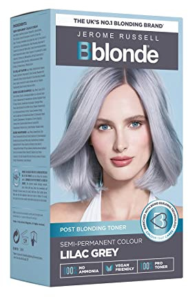 Jerome Russell Bblonde, Semi-Permanent Hair Toner, No Ammonia, Vegan, Professional Results, For Blonde Hair, Post Blonding Toner, Lilac Grey