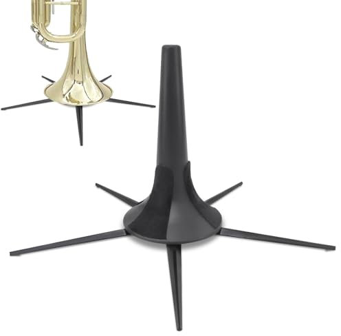 Tragbarer Trompetenständer, 18x30,5cm/7,1x12 Zoll ABS Zinklegierung Trompetenhalterung Faltbarer Ständer Orchesterinstrumente Tragbarer Trumpet Stützhalter Zubehör mit 5 Beine für Trompete Flöte