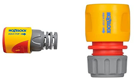 Hozelock 2055 0000 AquaStop Connector Plus (12.5mm & 15mm) & 2185P9000 AquaStop Connector (12.5mm & 15mm), Grey, Orange, Red