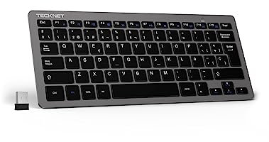 TECKNET Mini Teclado Inalámbrico 2.4G Ultra Delgado, Teclado Inalámbrico USB Ordenador Portátil para PC, Android Smart TV, Laptops (Español,con la Ñ)