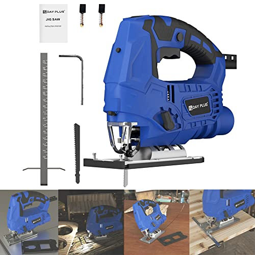 Electric Jig Saw Corded Jigsaw Tool, 1500W Power Jigsaw, 6-Gears Variable Speed Jigsaw, ±45° Cutting Angle, Laser Guide Jigsaw for Wood, Steel, Plastic Cutting