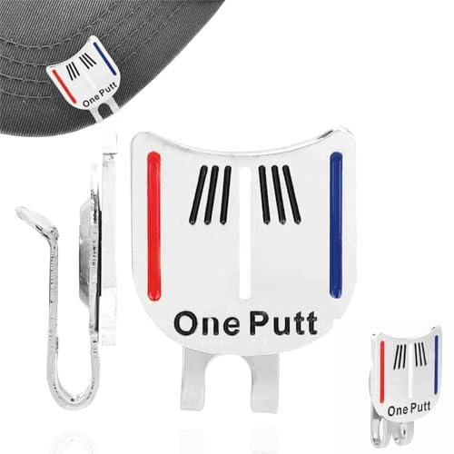 Magnetischer Golfball-Markierer, Golfball-Marker Mit Hut-Clips, Magnetische One-Putt-Golfball-Marker, Starker Magnet, Golf Cap Clip, Golfballmarker Einfach an Hutkappen, Gürteltaschen (Silber)