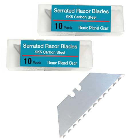 Serrated Blades for Utility Knife – TWO 10 Packs Heavy Duty Saw Razors for Box Cutter in Convenient Storage Box – Serrated Edge Razors 10 Packs, Standard Size - Fits Most Cutters & Knives