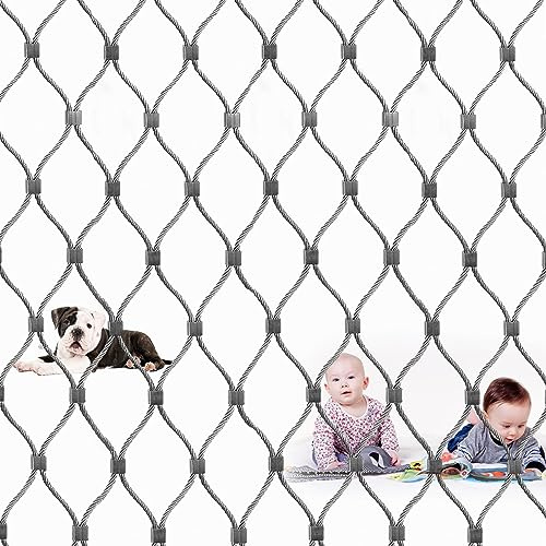 NEPHRA Sicherheitsnetz Seilnetz Aus Edelstahl 304 Schutznetz Balkon Rausfallschutz Drahtverstärkt Netz für Treppe Garden Fence Gartenzaun Balkonnetz Maschendraht Feinmaschig (Größe : H 1.5M x L 6M)