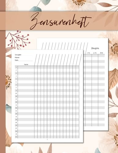 Zensurenheft: Schulnotenheft für Lehrer (für 25 Klassen)