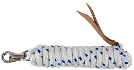 Brama-West Bodenarbeitsseil Bodenleine - mit Bull-Snap & Lederklatsche - Westernrope - 4 Meter - Weiß