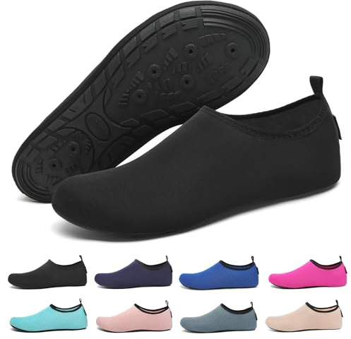 SAGUARO Escarpines Hombre Mujer Agua Zapatillas de Playa Secado Rápido Calzado de Agua Antideslizante Escarpines para Surf Buceo Rio Piscina Negro Gr.36/37