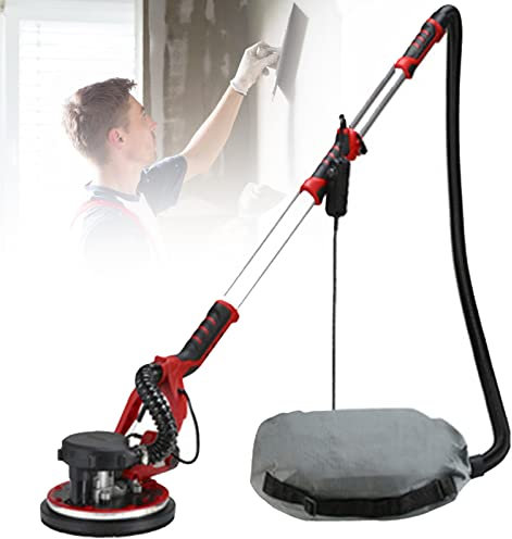 Lijadora de Pared Eléctrica Plegable 1250W, Lijadora de Paneles de Yeso, con Sistema de Aspiración Automática Sin Polvo, Mango Extensible, para Pulir Techos y Paredes Interiores y Exteriores, Sander