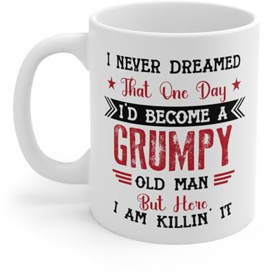 MugsByAly Funny 'Grumpy Old Man' Coffee Mug - Humorous Retirement or Birthday Gift for Seniors