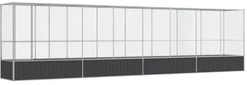 vidaXL Voliere mit Erweiterung, Vogelvoliere mit Stahlgittern Flügeltür, Haustierkäfig für Vögel Kleintier, Vogelkäfig Vogelhaus, Silbern Stahl