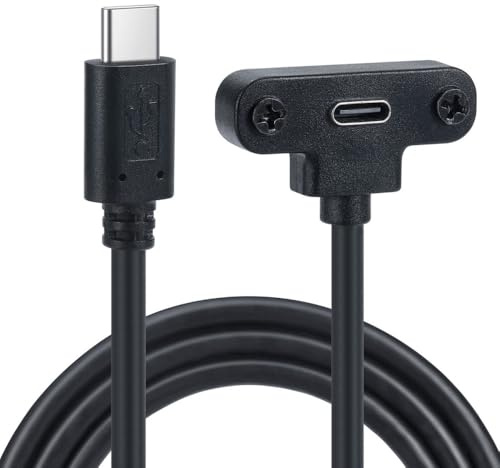 CY Cable USB-C 480Mbps Type-C Male to Up Angled Female Extension Data Screw Locking Cable for Camera VR