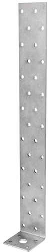 Parotec 10 Ancrages en acier à encastrer pour montage, 40 x 300 x 40 x 2 mm, ancrage lourd, acier galvanisé, connecteur d'angle, plaque trouée, ancrage béton, fixation métallique