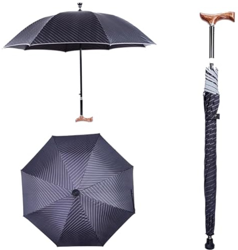 HEFJIAYCIQ Paraply med 2-i-1-gångstavar, 5 nivå höjdjusterbart paraply med käpp, Vindtäta lätta regnparaplyer för klättring, vandring,G,83~92cm/32~36inch