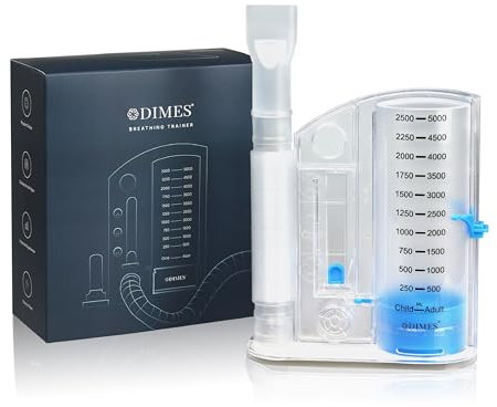 DIMES Breathing Trainer & Lung Exerciser – Lung Trainer for Improved Lung Capacity, 5000ml Volume Measurement – Suitable for Kids and Adults – Ideal for Lung Cleanse, Fitness, and Breath Control – 100