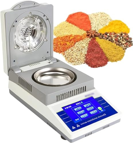 ZWQOZ Electronic Moisture Analyzer Precision Halogen Moisture Tester Meter 50g Capacity 0.01g Readability Automatic Halogen Heating Moisture Meter Analyzer