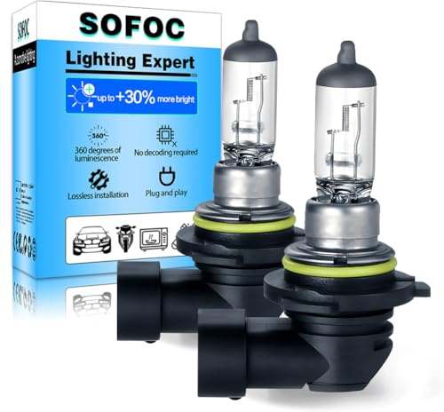 SOFOC 9006 Lampadina HB4 Faro 12V 55W Bianco Caldo Alogena P22D 1800Lm 30% Più Luminosa Fanale Antinebbia Anabbagliante Anti-Abbagliamento 2Pcs