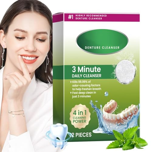 Tabletas limpiadoras de retenedores y dentaduras postizas – Limpiador suave de retención de dentaduras – Limpiador de retenedores de prótesis, limpiador bucal para cuidado diario de viajes