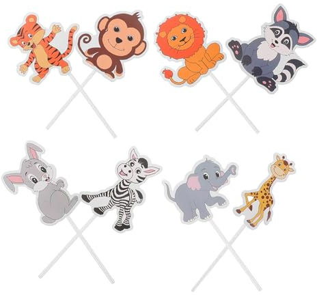 PHENOFICE 8pcs Jungle Animal Cake Toppers for Birthday Parties Creative Cupcake Picks for Animal-themed Celebrations Versatile Dessert Decorations for Boys and Girls Events