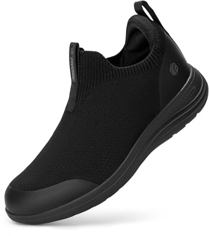 FitVille Womens Extra Wide Trainers Slip On Shoes,Black,5,EW