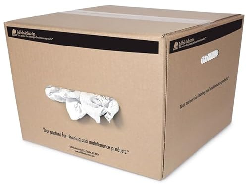 3-Pack of 40 Lbs Buffalo 10519 White Recycled T-Shirt Wiper Cloth Rags, Boxed