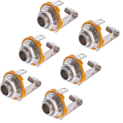 6 Stück Buchse Gitarreneingangsbuchse 6.35mm Gitarrenbuchse Stereo Mono Klinkenbuchse für Instrument Bass Gitarre zweikanalig Stereo