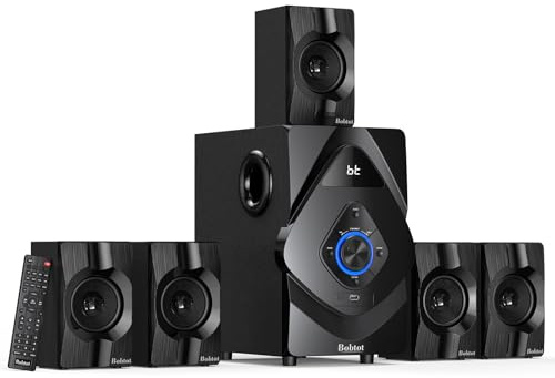 Bobtot Home Theater System Wireless Rear Satellite Speakers 800W 6.5 inch Subwoofer 5.1/2.1 Channel Surround Sound Systems with ARC Optical Bluetooth Input