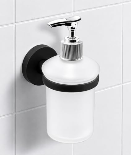 IPEA Väggklistermärke hållare svart - ingen borrning behövs - modern design - elegant väggmonterad tvålhållare för att klistra in i badrummet, duschen, hemmet - självbärande hållare