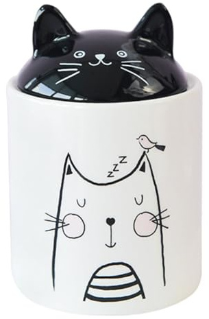Zerodeko Récipients Assaisonnement Céramique Pot à Thé Vide Forme De Chat Récipient à Épices Domestique Avec Couvercle