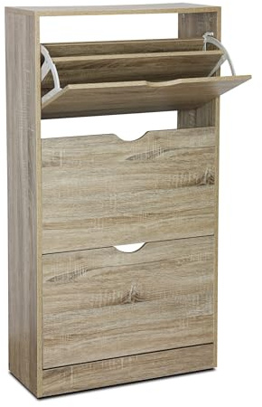 Acomoda Textil - Zapatero 3 Niveles de Madera, Amplio, Resistente y de Fácil Instalación. Organizador de Zapatos Moderno, Fácil Montaje y Robusto (Madera)