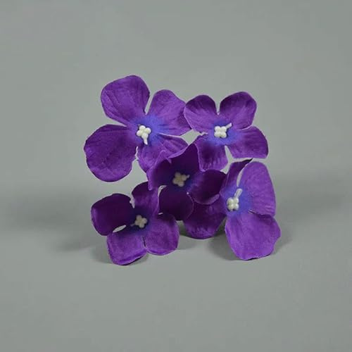 100 pezzi di fiori artificiali di ortensia imitazione per fai da te, artigianato, palla di fiori finti, decorazione per la casa, decorazione per feste da parete per matrimoni - VIOLA - 100 pezzi