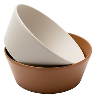 Kindsgard Kinderschüssel Set 2er-Pack – 420 ml PLA biobasiert, BPA-frei & lebensmittelecht – spülmaschinenfest & mikrowellengeeignet – Bowl für Baby & Kleinkind (Beige & Zimt)