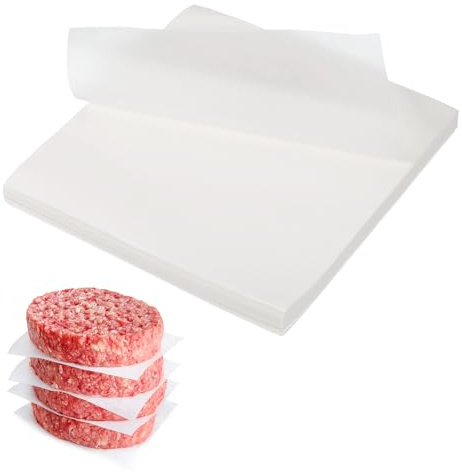 QUARKZMAN 250 Pcs Papier Sulfurisé Non Blanchi Feuilles De Cuisson Carrées, 6 Inch Papier À Hamburger, Pour Cuisson Grillade Ou Stockage De Viande, White