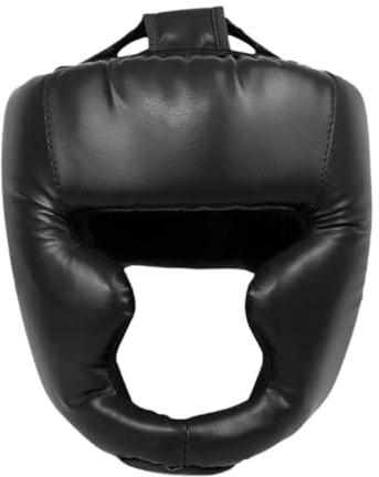 Milageto Casco Boxe Protettivo Equipaggiamento da Allenamento Casco Protezione Testa Traspirante Casco con Guancia Morbida per Arti Marziali Materiale PU Adatt, Nero Adulto